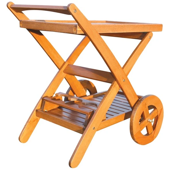 Bahçeme Wine Cart - Ahşap Sevis Arabası Bahçe-Otel İç-Dış Mekan ürün görseli 1