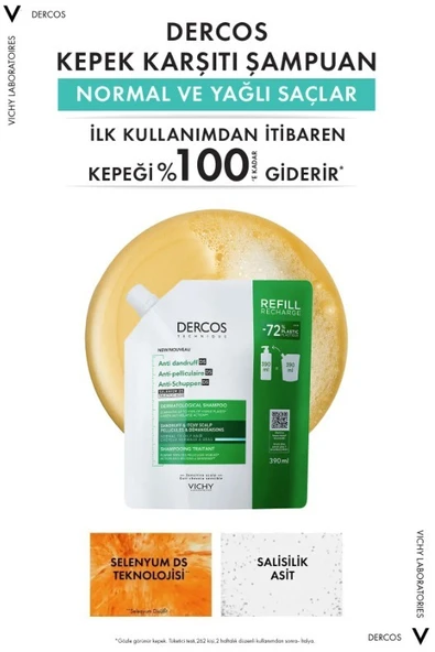 Vichy Dercos Anti Dandruff Normal ve Yağlı Saçlar İçin Kepek Karşıtı Şampuan Refill 390 ml - Resim 5