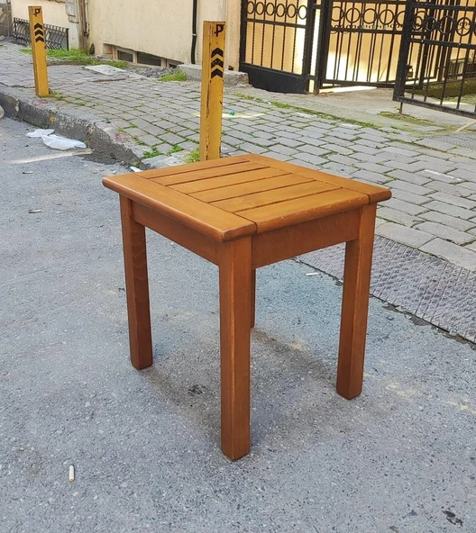 Bahçeme Efes 40x40 Şezlong Tipi Ahşap Sehpa 45cm Yükseklik - Resim 6