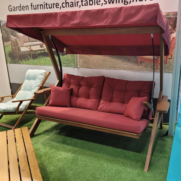 Bahçeme Belgrad Ahşap Bahçe Salıncak 3 Kişilik - Ekstra Sağlam Masif Gürgen - Resim 9