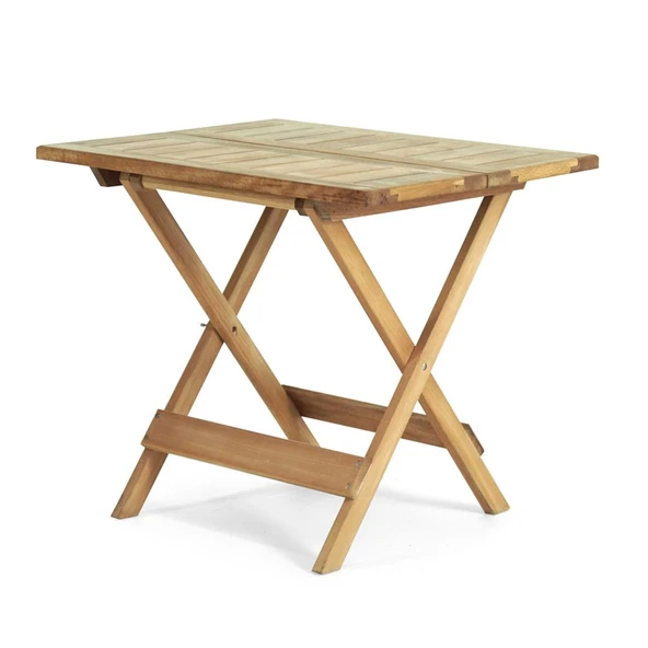 Mobeva Flat Kayın Ahşap Bahçe Takımı: 70x53 Masa + 4 Tabure Katlanır Set - Resim 2