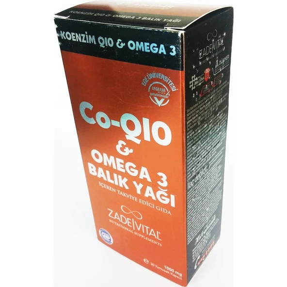 Zade Vital Co-Q10 Omega3 Balik Yaği 1000mg 30 Yumuşak kapsül ürün görseli 1