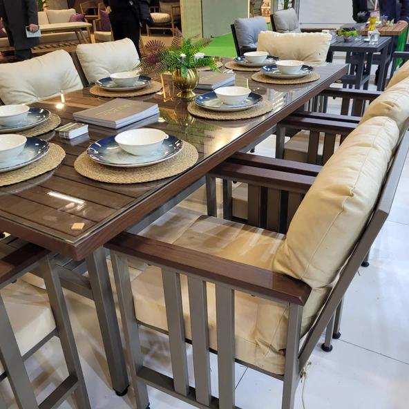 Bahçeme Çamlıca Alüminyum Yemek Takımı - 8 Kişilik Bahçe Teras Mutfak Kanepe Takımı - Resim 10