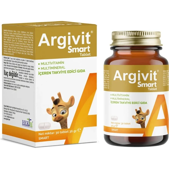 Argivit Smart Tablet 30 Tablet - Fosfatidilserin, Kolin, L-Arginin, Multivitamin ve Multimineral - Resim 2