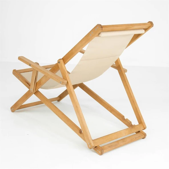 Mobeva Flat Kayın Ahşap Şezlong - Dış Mekan Şezlongu - Resim 2