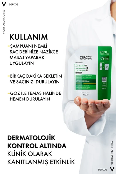 Vichy Dercos Anti Dandruff Kuru Saçlar İçin Kepek Karşıtı Şampuan Refill 390 ml - Resim 8