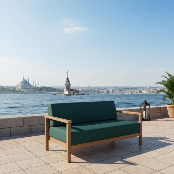 Bahçeme Üsküdar (Malaga) Bahçe Koltuk Üçlü - Kestane İç Ve Dış Mekan Koltuğu (Minderli) - Resim 2