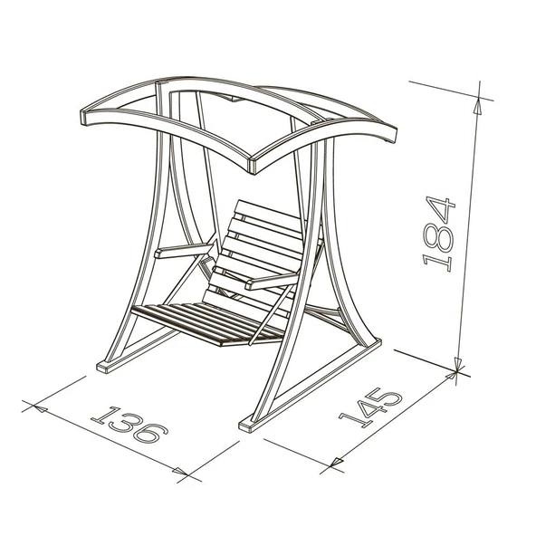 Mobeva Teras Tekli Ladin Ahşap Salıncak Dış Mekan Bahçe, Teras Salıncağı  -Krem - Resim 6