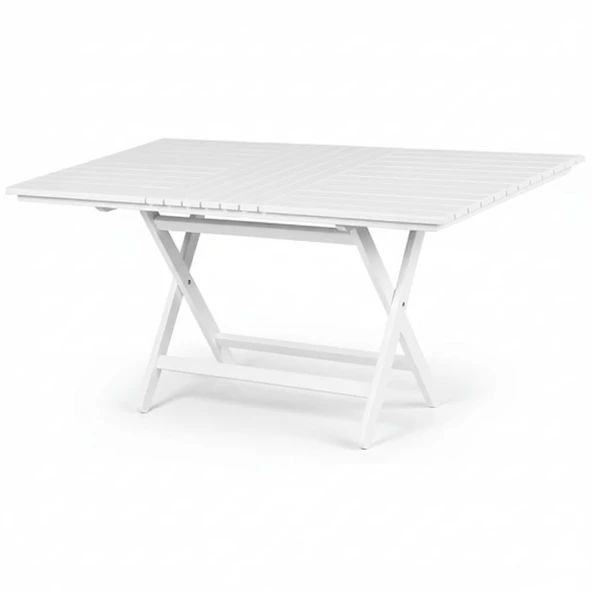 Bahçeme Antalya Katlanır Ahşap Bahçe Balkon Seti Beyaz : 60x100 Masa + 4 Sandalye - Resim 7