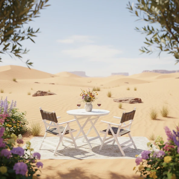 Bahçeme Marmaris Katlanır Sandalye - Masif Gürgen Beyaz Ahşap & Antrasit Minder - Resim 5