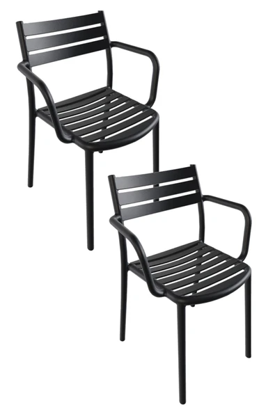 Papatya Hisar Koltuk Antrasit 2li Paket - Plastik Bahçe Balkon Mutfak Sandalyesi ürün görseli 1