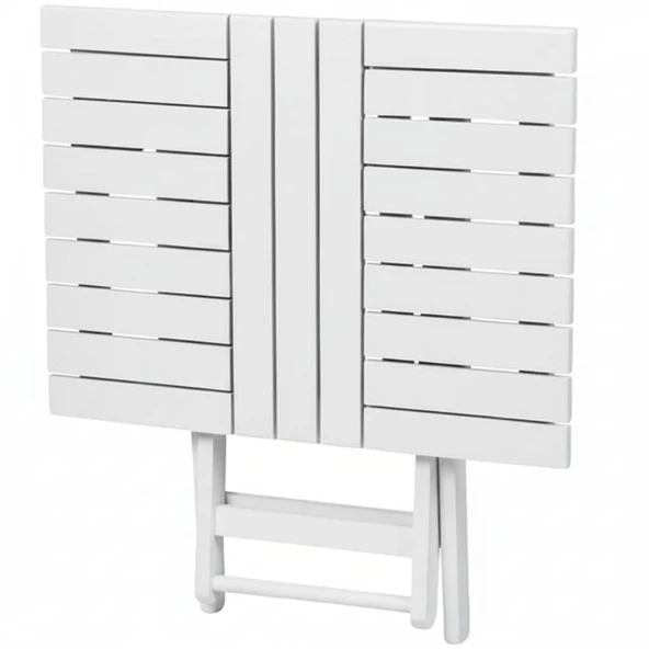 Bahçeme Avşa Ahşap Bahçe Takımı Beyaz - 60x80 Masa + 2 Sandalye Katlanır Balkon Set - Resim 7