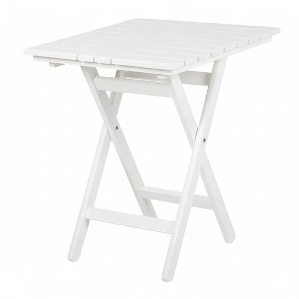 Bahçeme Antalya Katlanır Ahşap Bahçe Balkon Takımı Beyaz: 60x80 Masa + 2 Sandalye Set - Resim 10