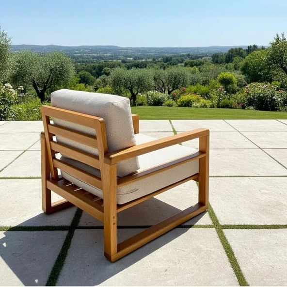 Bahçeme Nişantaşı (Mykanos) Bahçe Koltuk Tekli - Kestane İç Ve Dış Mekan Koltuğu (Minderli) - Resim 3