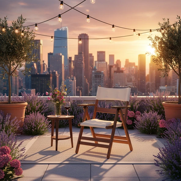 Bahçeci Atina Katlanır Sandalye - Masif Gürgen Ahşap & Krem Minder - Resim 2