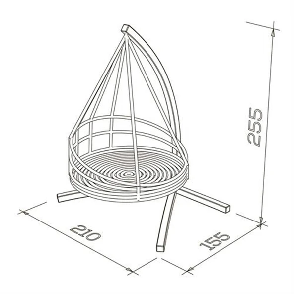 Mobeva Bade Comforte Ladin Ahşap Örgülü Salıncak - Bahçe, Balkon ve Teraslarda -Krem - Resim 9