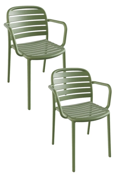 Papatya Tarabya Koltuk Pastel Yeşil 2li Paket - Plastik Bahçe Balkon Mutfak Sandalyesi ürün görseli 1