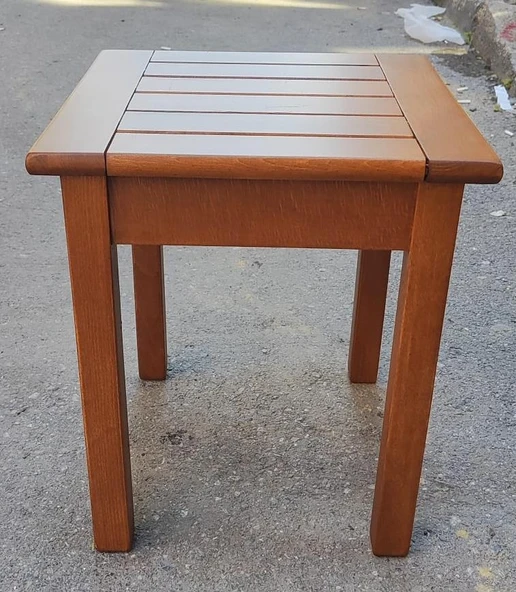 Bahçeme Efes 40x40 Şezlong Tipi Ahşap Sehpa 45cm Yükseklik - Resim 5