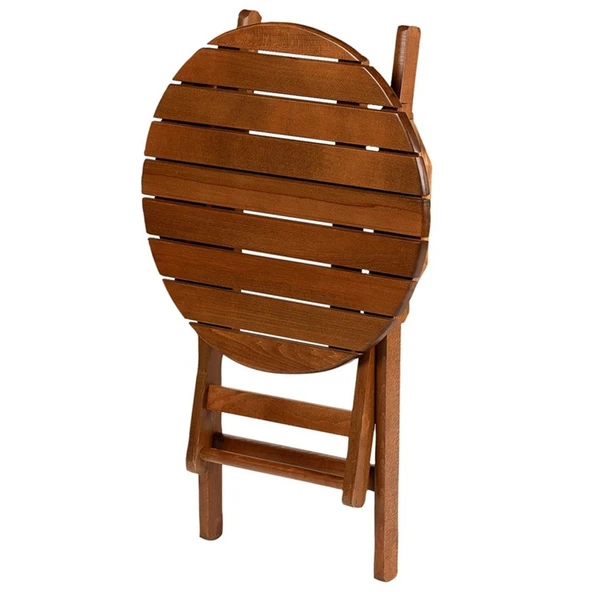 Bahçeme Yönetmen Katlanır Ahşap Bahçe Balkon Takımı: 90lık Yuvarlak Masa + 4 Sandalye - Resim 8