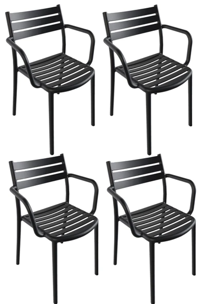 Papatya Hisar Koltuk Antrasit 4lü Paket - Plastik Bahçe Balkon Mutfak Sandalyesi ürün görseli 1