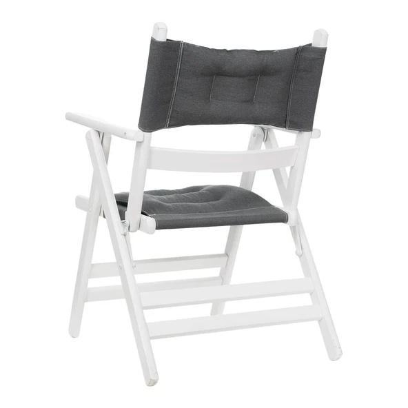 Bahçeme Marmaris Minderli Ahşap Bahçe Takımı Beyaz: 80X120 Masa + 4 Sandalye Katlanır Set - Resim 7