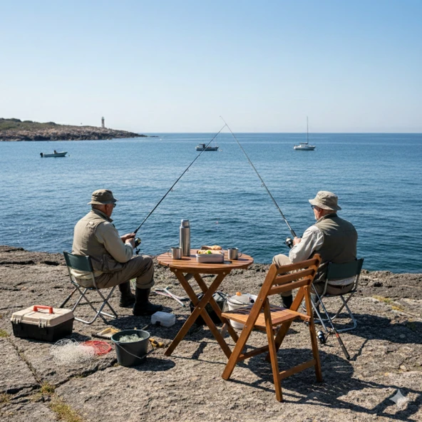 Bahçeme Albatros Katlanır Ahşap Bahçe Balkon Takımı: 70lik Masa + 2 Sandalye - Resim 2