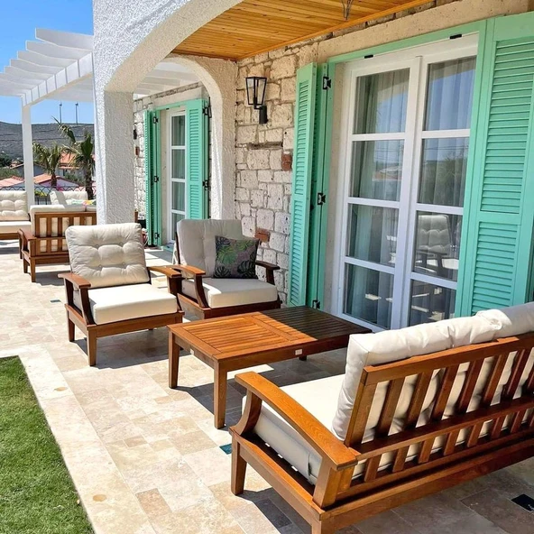 Bahçeme Çengelköy Bahçe Oturma Grubu 5 Kişilik - Ahşap Koltuk ve Sehpa Takımı - Resim 2