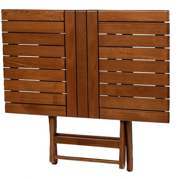 Bahçeme Yönetmen Katlanır Ahşap Bahçe Balkon Seti: 80x160 Masa + 4 Sandalye - Resim 2