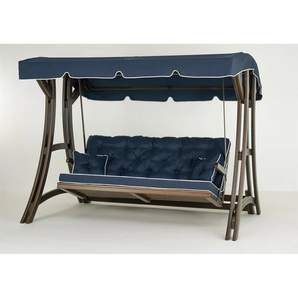 Mobeva Akasya 4lü Ladin Ahşap Salıncak Dış Mekan Bahçe, Teras Salıncağı -Krem - Resim 4