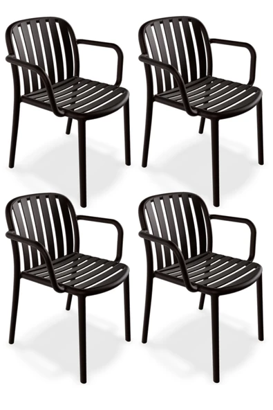 Papatya Balat Koltuk Venge 4lü  Paket - Plastik Bahçe Balkon Mutfak Sandalyesi ürün görseli 1