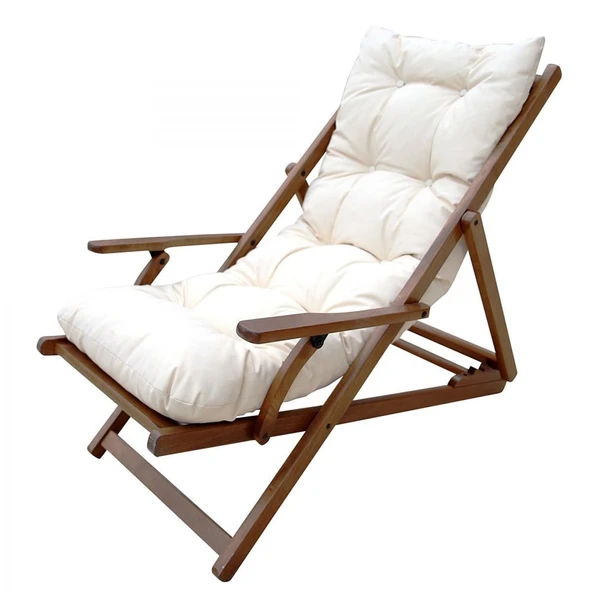 Bahçeci İbiza Kademeli Kolçaklı Ahşap Şezlong -Puf Minderli ürün görseli 1