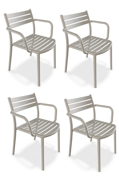 Papatya Hisar Koltuk Açık Gri 4lü Paket - Plastik Bahçe Balkon Mutfak Sandalyesi ürün görseli 1