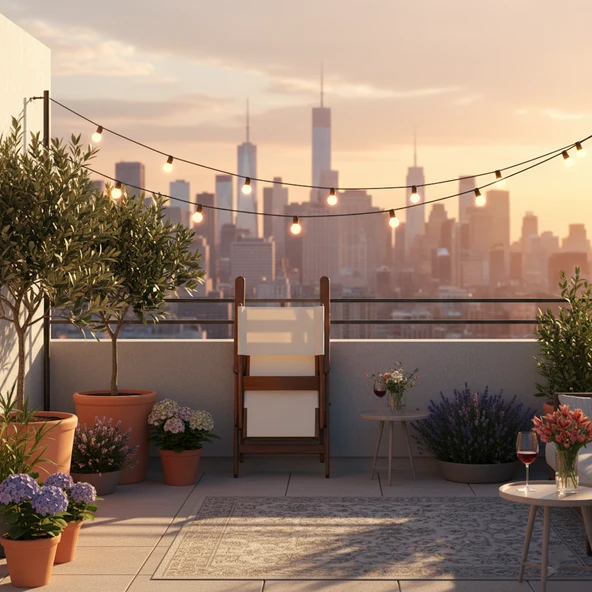 Bahçeme Marmaris Katlanır Sandalye - Masif Gürgen Beyaz Ahşap & Antrasit PVC Kumaş - Resim 9