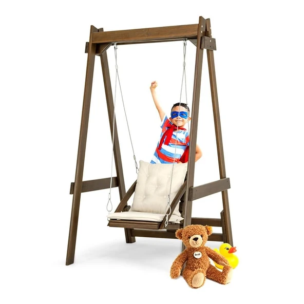 Mobeva Vendy Çocuk Salıncak Dış Mekan Bahçe, Teras Salıncağı - Ladin Ahşap Krem ürün görseli 1