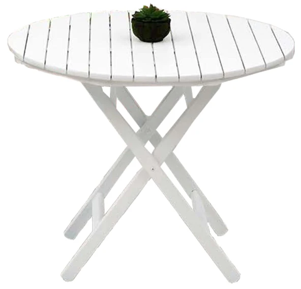 Bahçeme Avşa Katlanır Ahşap Bahçe Balkon Takımı Beyaz: 90lık Masa + 4 Sandalye - Resim 3