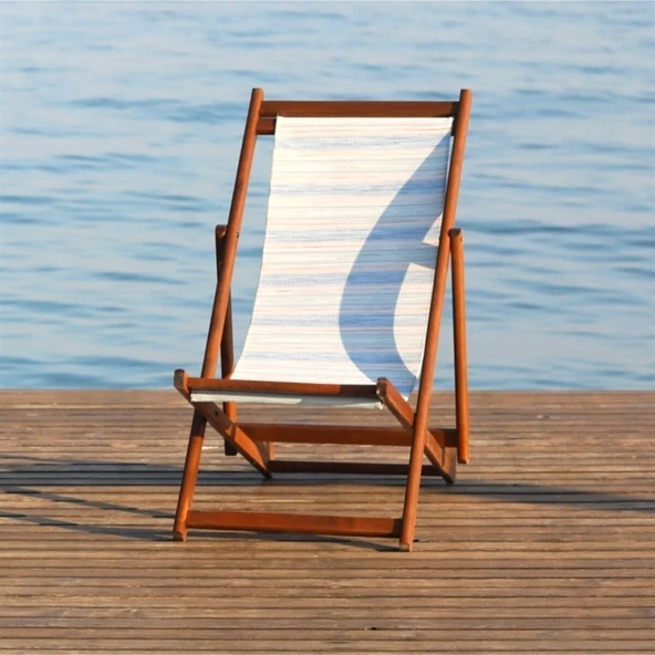 Bahçeci Babil Kolçaksız Ahşap Şezlong - Kademeli Plaj Havuz Bahçe Şezlong - Resim 3