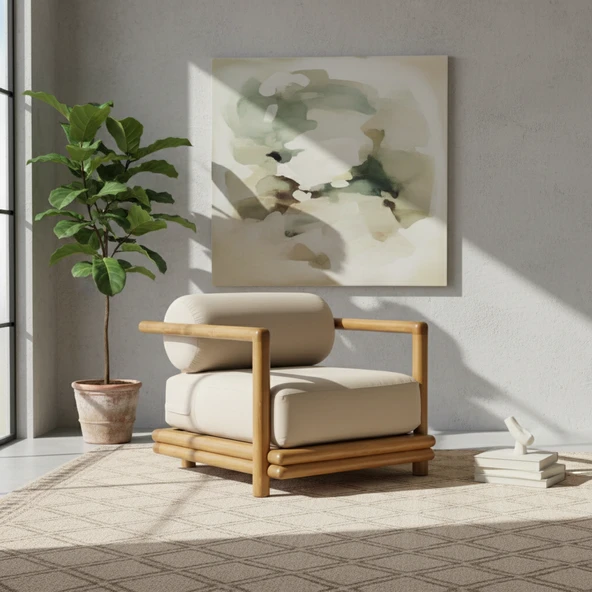 Bahçeme Tibet Bahçe Koltuk Tekli - Masif Kayın İç Ve Dış Mekan Koltuğu (Minderli) ürün görseli 1