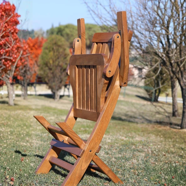 Bahçeme Muğla Ahşap Bahçe Takımı: 80x160 +40 cm Uzayan Masa + 4 Katlanır Sandalye - Resim 8