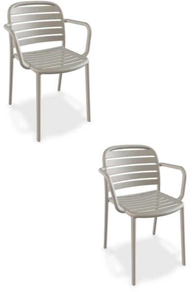 Papatya Tarabya Koltuk Fırtına Gri 2li Paket - Plastik Bahçe Balkon Mutfak Sandalyesi ürün görseli 1