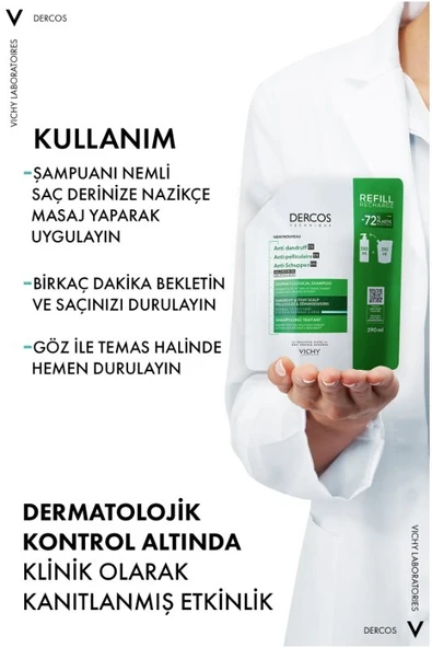 Vichy Dercos Anti Dandruff Normal ve Yağlı Saçlar İçin Kepek Karşıtı Şampuan Refill 390 ml - Resim 7