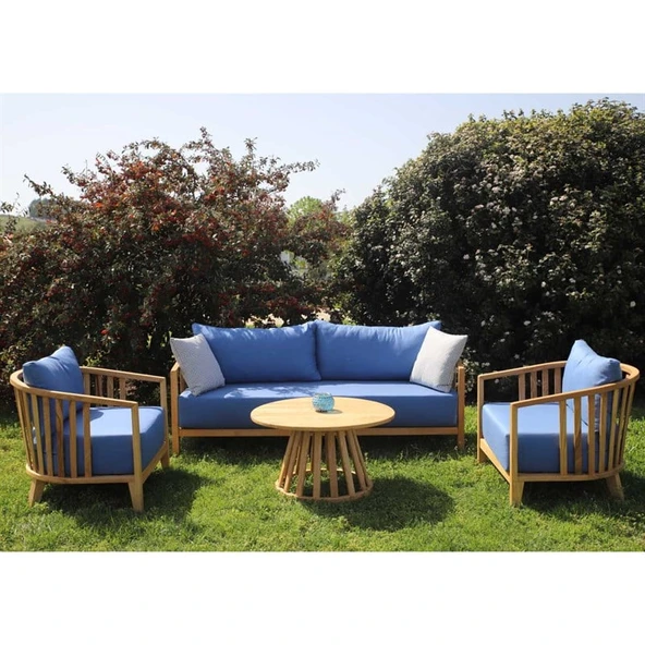 Bahçeme Emirgan (YORK) Ahşap Sehpa 80Lik - Kestane Grubu Bahçe Balkon Sehpası - Resim 2