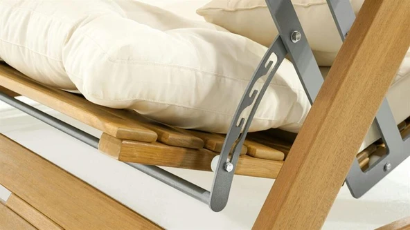 Mobeva Holox Yataklı Ladin Ahşap Salıncak Dış Mekan Bahçe, Teras Salıncağı -Krem - Resim 9