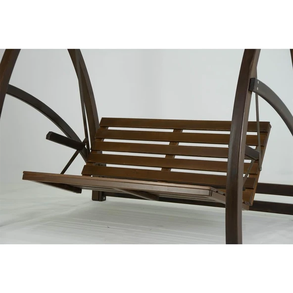 Mobeva Elegance İkili Ladin Ahşap Salıncak Dış Mekan Bahçe, Teras Salıncağı -Krem - Resim 5