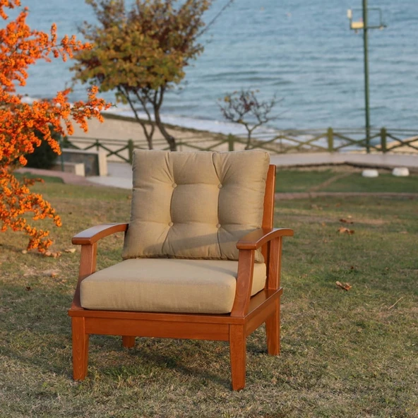 Bahçeme Çengelköy Ahşap Bahçe Koltuk İkili - İç Ve Dış Mekan Koltuğu (Minderli) - Resim 4