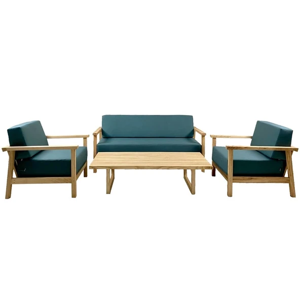 Bahçeme Üsküdar (Malaga) Ahşap Oturma Grubu Minderli - Masif Kestane 5 Kişilik Koltuk Takımı - Resim 4