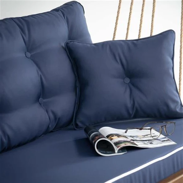 Mobeva Mome XL 4lü Ladin Ahşap Salıncak -Tavana Asmalı Salıncak -Lacivert - Resim 9