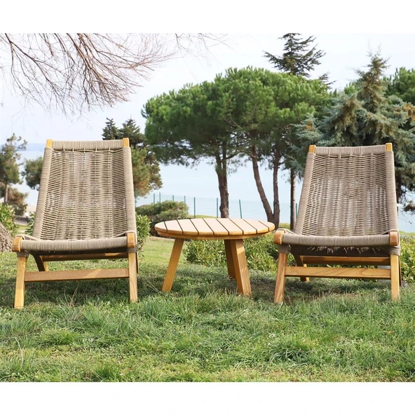 Bahçeme Beylerbeyi (Bali) Şezlong Sandalye - Masif Kestane Ahşap Plaj Havuz Bahçe Sandalyesi - Resim 3