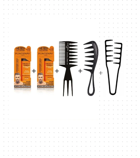 Fontenay Saç Toz Wax Ultra Strong Turuncu 20gr X2+Şekil Tarak X2+Mucizevi Tarak 5'Li Set ürün görseli 1