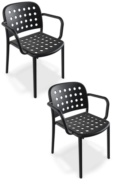 Papatya Bomonti Koltuk Antrasit 2li Paket - Plastik Bahçe Balkon Mutfak Sandalyesi ürün görseli 1