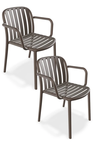 Papatya Balat Koltuk Küllü Kahve 2li Paket - Plastik Bahçe Balkon Mutfak Sandalyesi ürün görseli 1